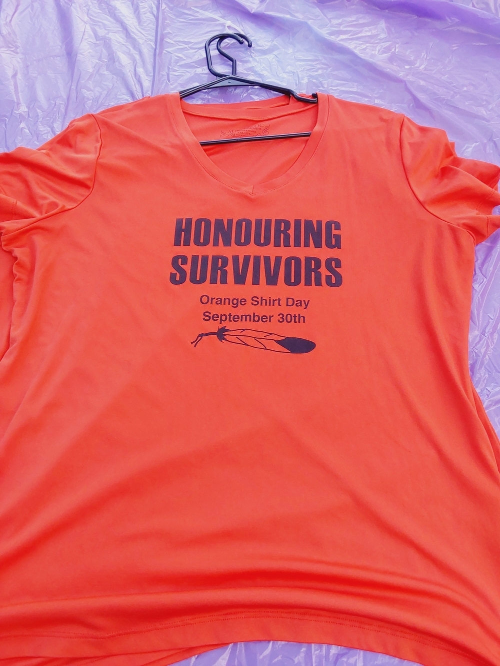 Honouring Survivors Orange V‑Neck Shirt - Orange Ladies Xl